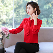 Long sleeve white chiffon shirt Korean temperament Joker slim shirt professional chiffon shirt women 2022 spring new style