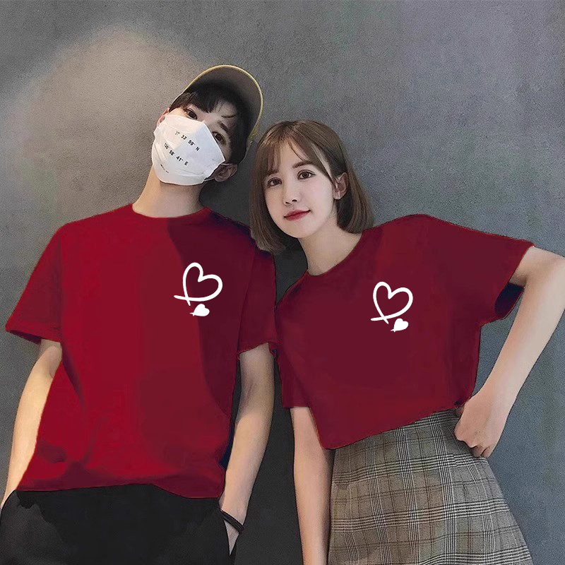 High-End Couple's T-Shirt, Burgundy Pure Cotton, Trendy Youth American Casual Short-Sleeved T-Shirt, Loose Large Size Top