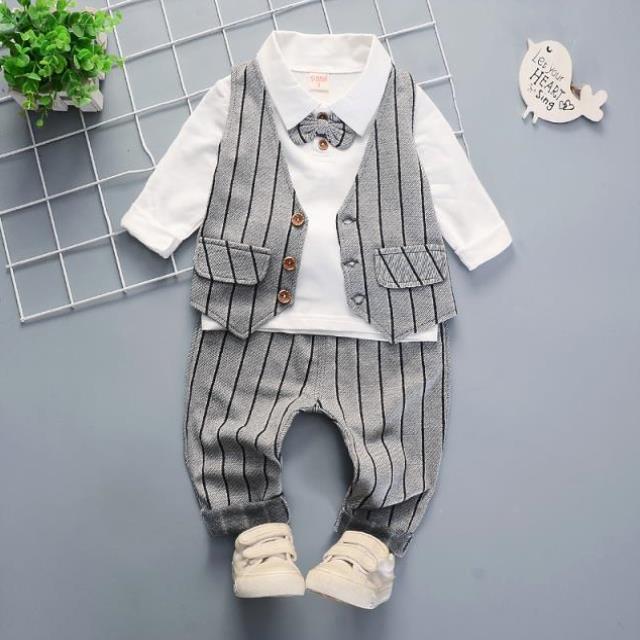 Chàng trai mặc English gió bé bộ quần áo nhỏ phù hợp với 1-3 năm carrybaby nam cũ childrens mô hình quần áo hiệu suất.