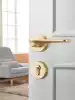 Golden door lock Bedroom two-piece magnetic mute modern household door lock Door handle brushed gold indoor wooden door lock