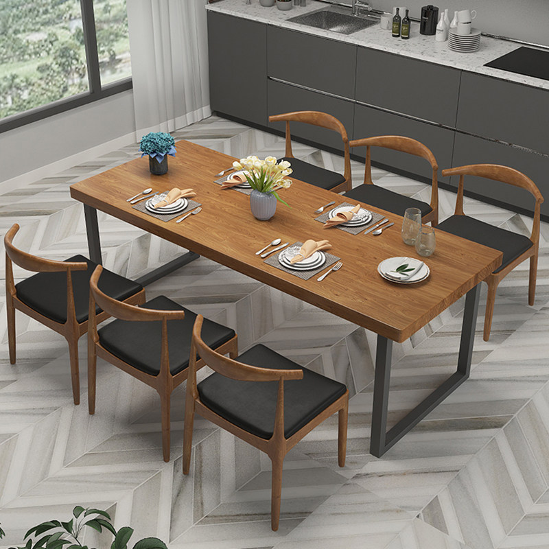 Solid wood dining table Nordic household small household rectangular modern simple living room dining table dining table and chair combination