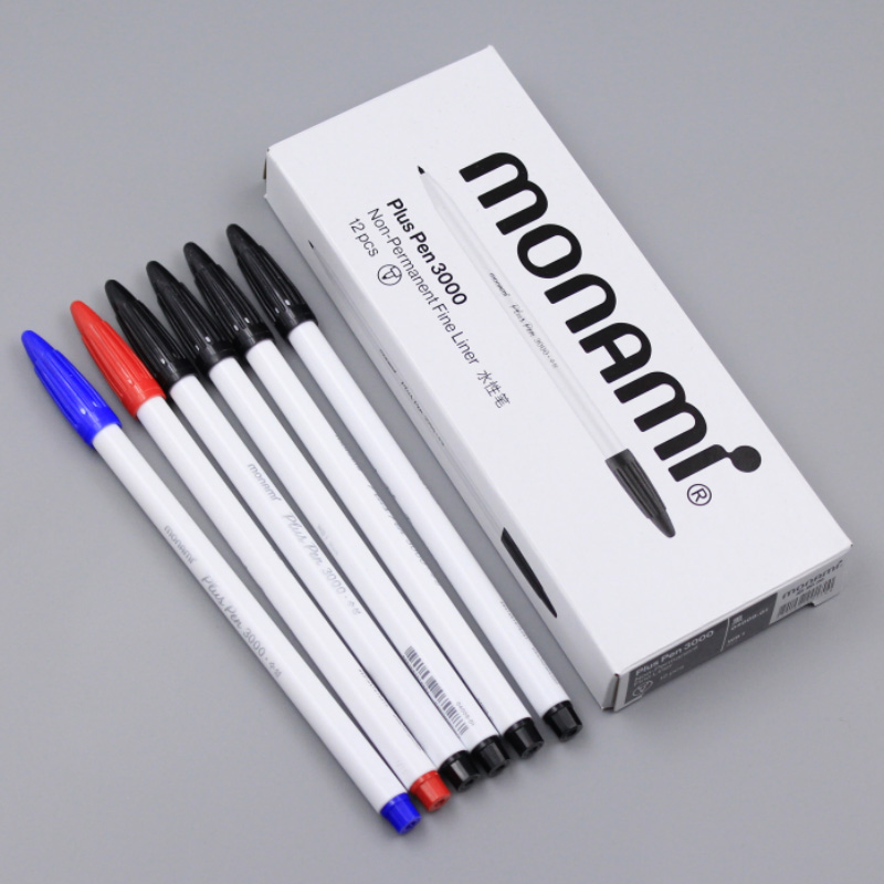 South Korean mousse stationery 3000 Water pen 04008-01 Black seducking pen monami Fiber Pen Water-based Pen 0 38 Write A Glass Tile Can Wipe Away 0 5 Practicing Words Soft-head 