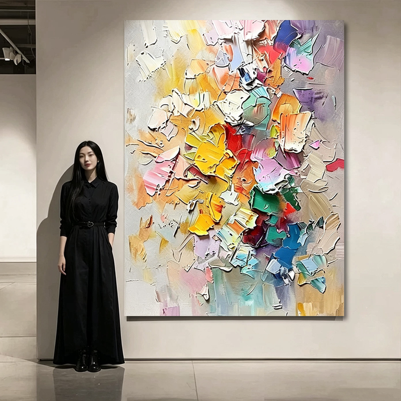Hand-Painted Oil Painting "Brilliant Prologue" Abstract Texture Decorative Painting for Entryway, Large Wall Art for Living Room Sofa Background Wall Hand-Painted Oil Painting "Brilliant Prologue" Abstract Texture Decorative Painting for Entryway, Large Wall Art for Living Room Sofa Background Wall