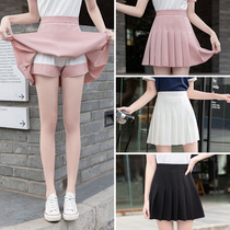 White high waisted pleated skirt skirt womens summer little black skirt gray A- line dress size fat mm