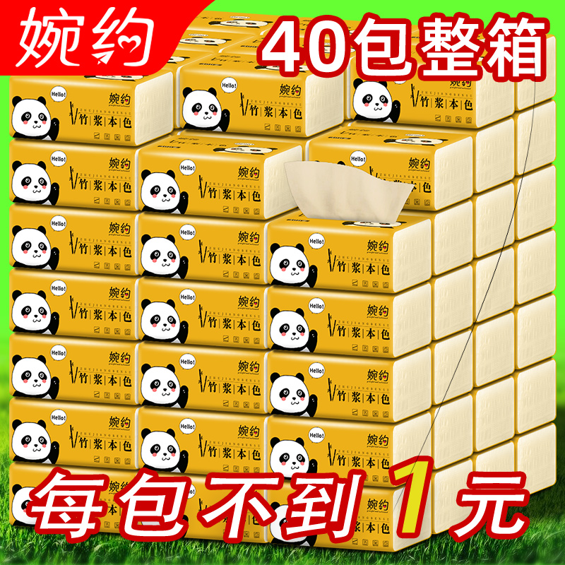 Euphemism 40 Packs Bamboo Pulp Extractable Toilet Paper Whole Box Affordable baby Home Toilet Paper Towel Paper Extraction toilet paper Extraction style toilet paper Toilet Paper