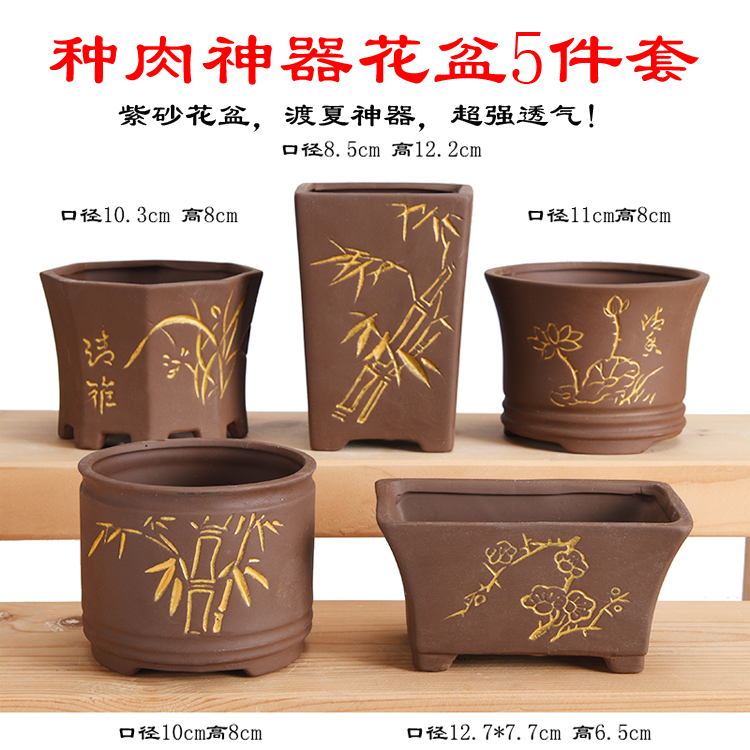 Creative ceramic garden flowerpot with tray was process the features more meat rich tree flower POTS with a hole