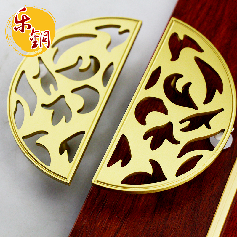 New Chinese Fire Spirits Overall Cabinet Disc Handle Pure Copper Drawer Wardrobe Door Imitation Antique Red Wood Shoes Cabinet Furniture Accessories