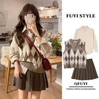 Осенний жилет, рубашка, комплект, юбка, коллекция 2023, подходит для подростков, изысканный стиль, 3 предмета