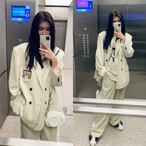 21 Spring and Autumn He Sui Zeng Keni star with the same mid-length suit jacket fashion loose temperament two-piece suit