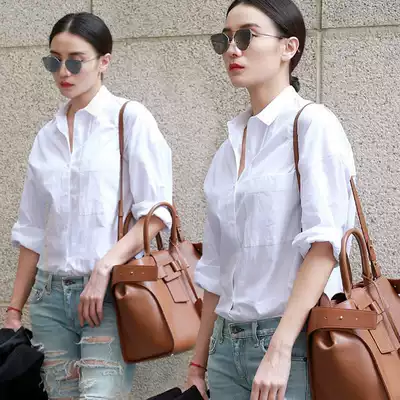 Loose casual cotton Joker shirt long sleeve 2021 Spring New Star Song Jia slim fashion top