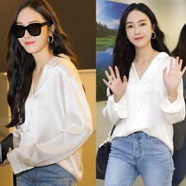 iu Zheng Xiuyan star with the same shirt female Design feeling small and ancient port flavor silk loose coat Joker