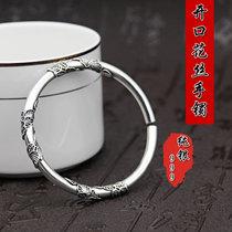 Silver bracelet female 999 sterling silver inheritance filigree retro national style open solid silver bracelet hand jewelry to send girlfriend
