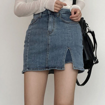 South Korea East Gate Womens Dress 2020 Spring Dress New Sexy Side Open Fork Bag Hip Denim Shorts Short Skirt Half Body Skirt Tide