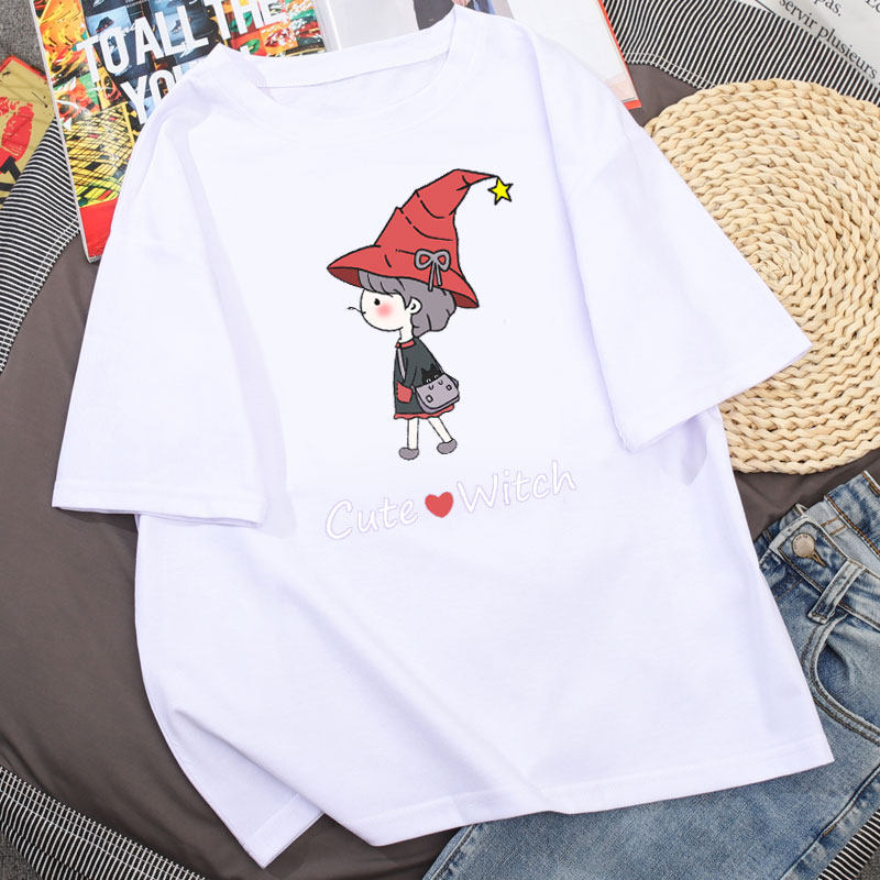 Yuan Jouyu Summer 2020 New Loose White Short Sleeves T-shirt Half Sleeve Clothes Students Party Boomer Shades of Meat