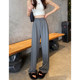 Gray suit pants for women spring and summer 2024 new style high-waist drape loose casual straight wide-leg pants