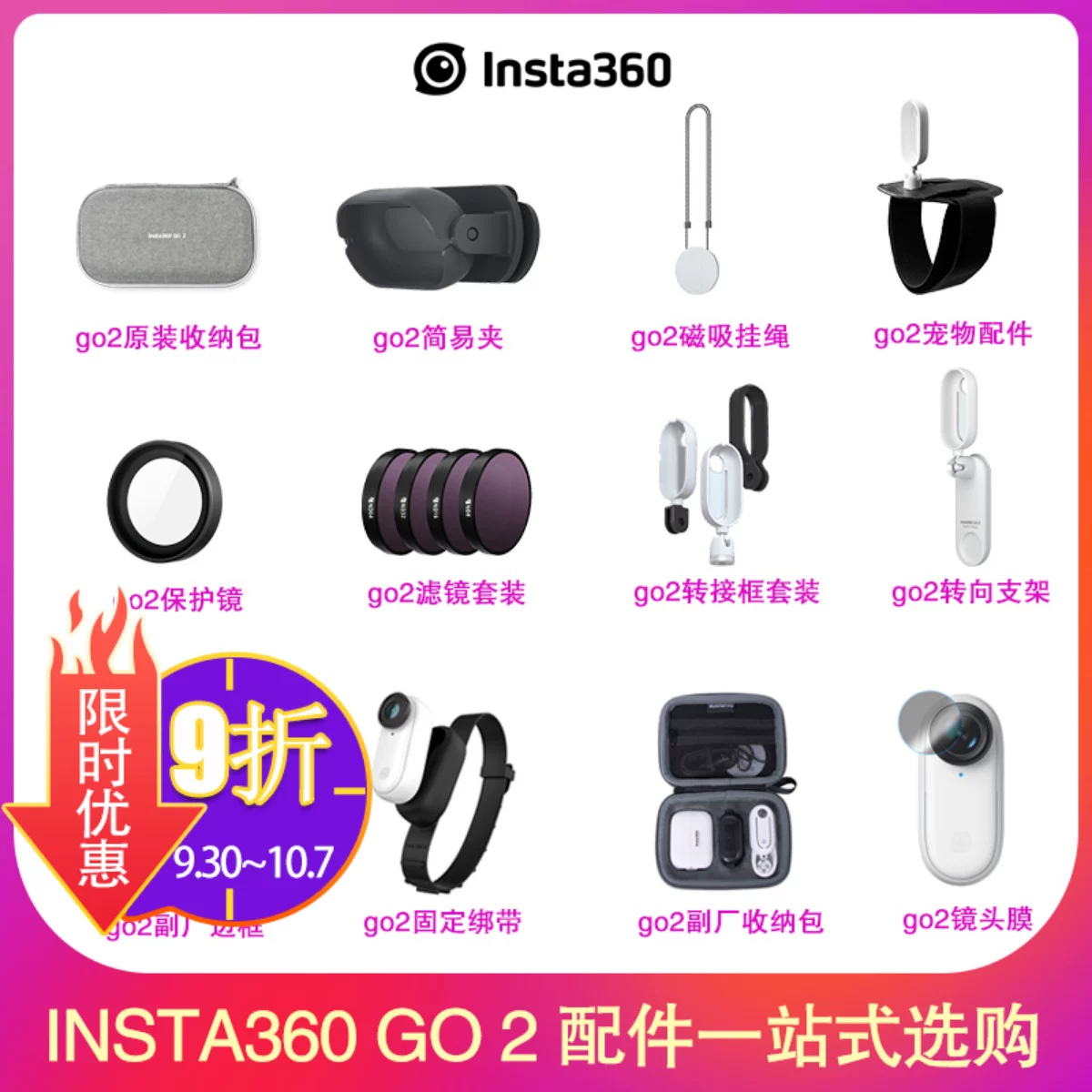 Insta360 GO2 Magnetic Sneeper lens Protective Mirror Simple Cycular Platform Steel Chemical Film USB Rotary Frame