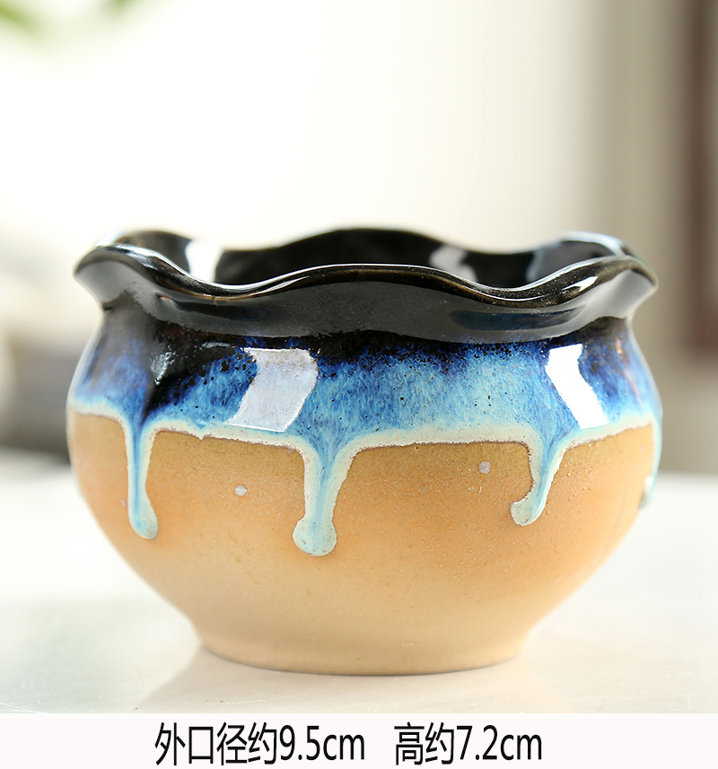 The End flow glaze fleshy flowerpot contracted indoor type coarse pottery small fleshy flower pot basin is accused of breathable ceramic flower pot