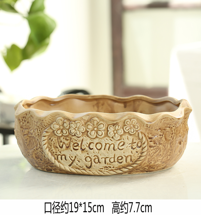 Period of large diameter fleshy flowerpot coarse ceramic element tao breathable oversized meaty plant combination contracted platter