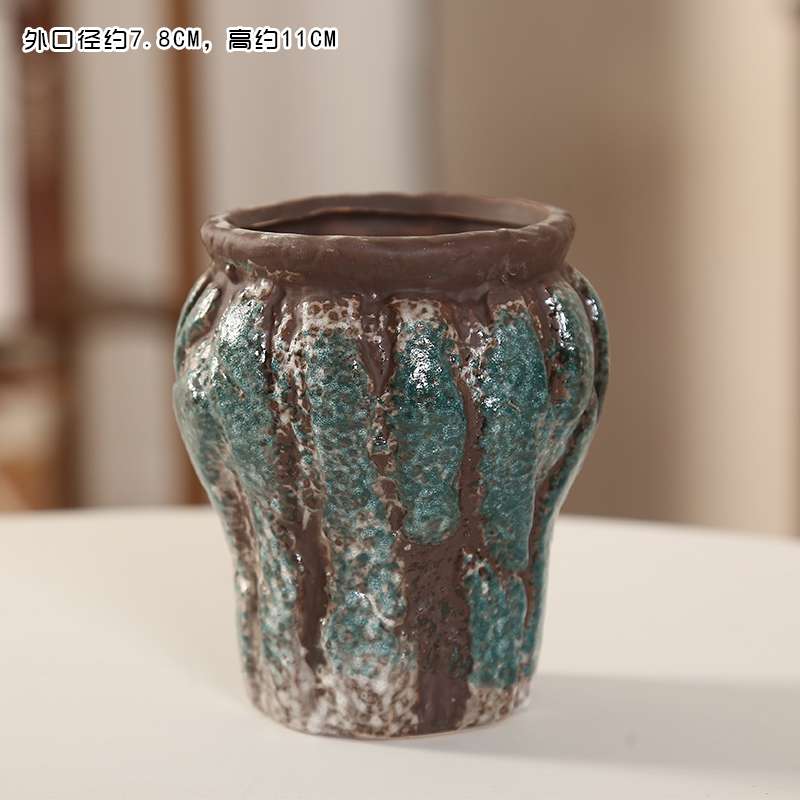 Ceramic flower pot blasting crack zhuang zi end coarse pottery, fleshy special breathable individuality creative indoor large meat meat to restore ancient ways