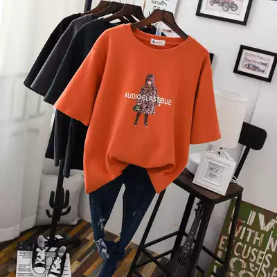 Hong Kong new polished half-sleeve T-shirt female Korean portrait print loose inside thick base shirt student short sleeve