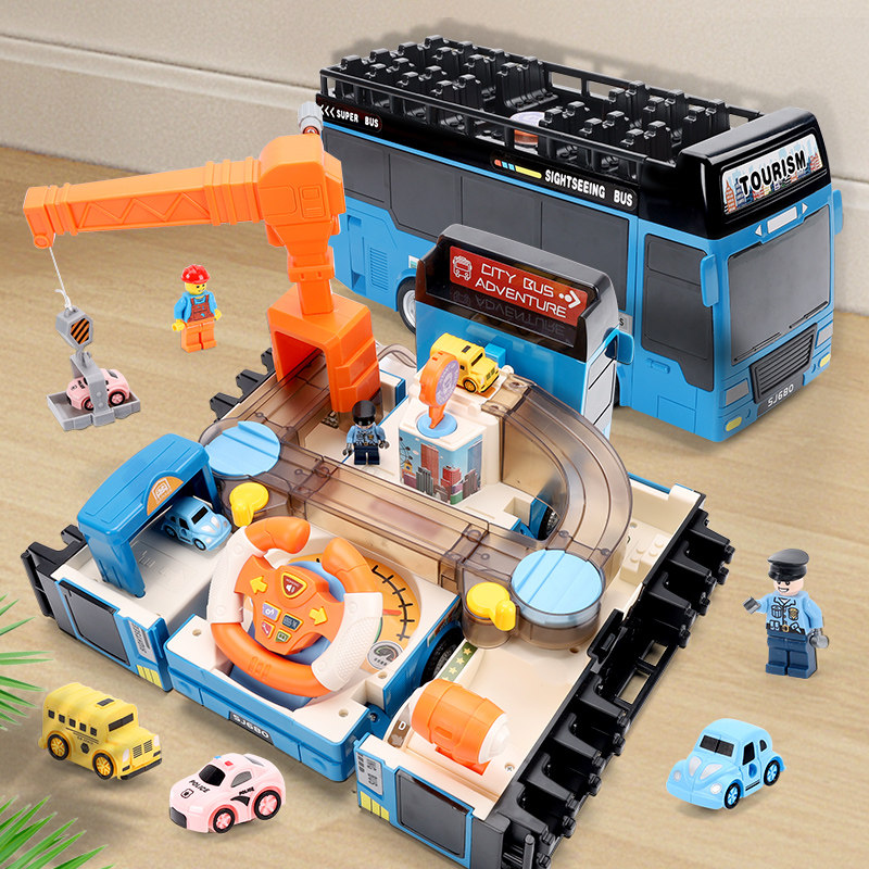 Baby Little Car Toy Boy Three Years Old 2 Children 3 Puzzle Multifunction Inertia Grand Baz Bus Class Suit