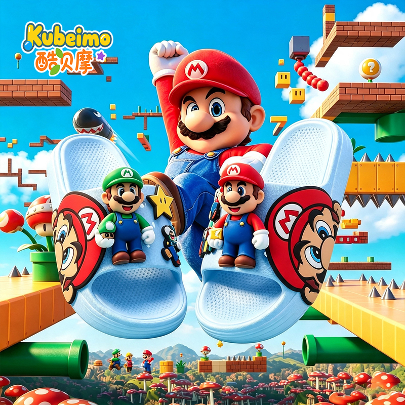 Mario Children's Slippers for Boys, Soft-Soled, Lightweight, Non-Slip, Indoor Home Use, Cartoon Cute Trendy Style for Older Kids