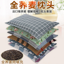 Full buckwheat leather pillow with pillowcase Single dormitory adult male buckwheat shell pillow hard pillow high pillow neck pillow