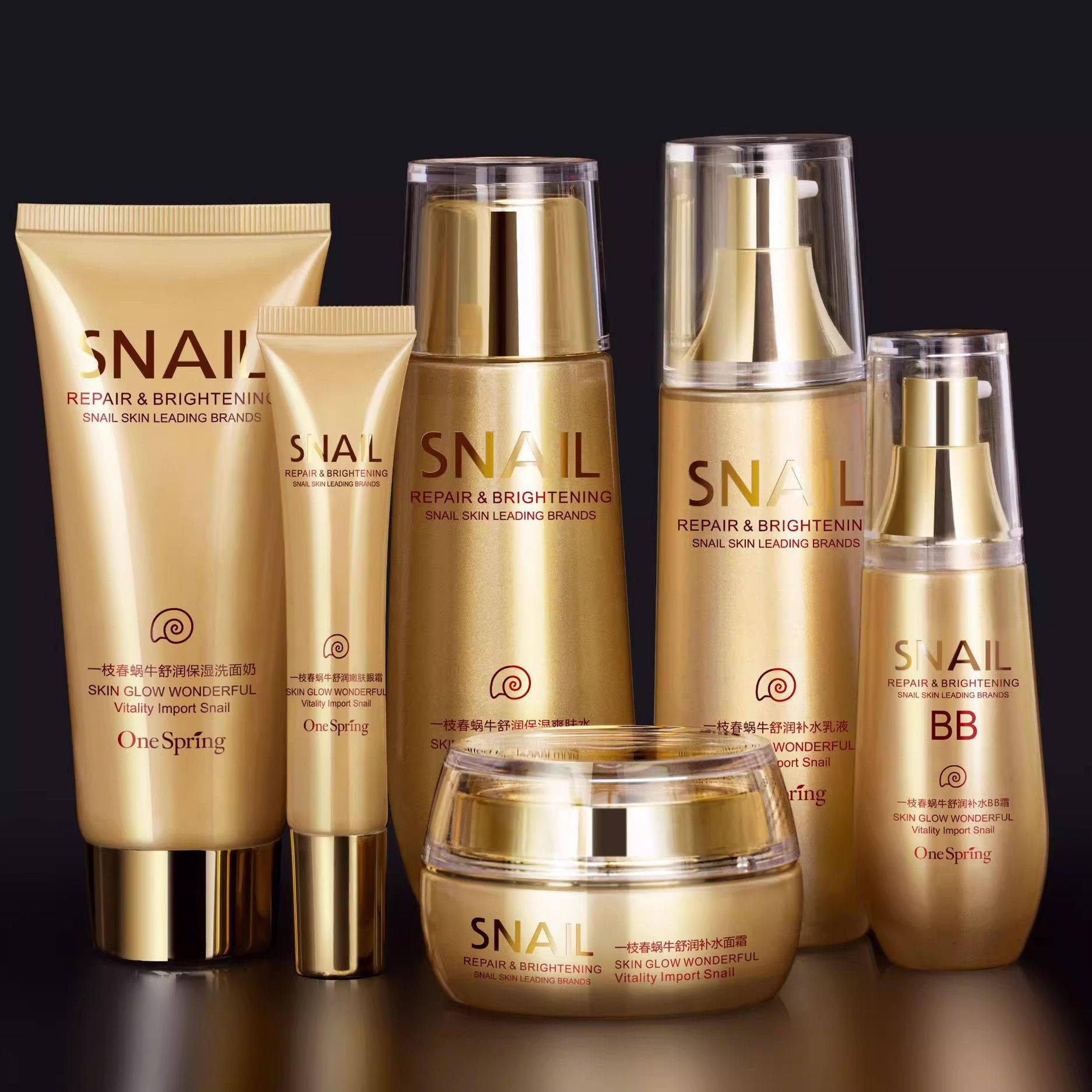 Red Ginseng Snail Essence Skin Care Product Set, Lotion Suitable for Middle-Aged Mothers, Official Flagship Store Genuine Product