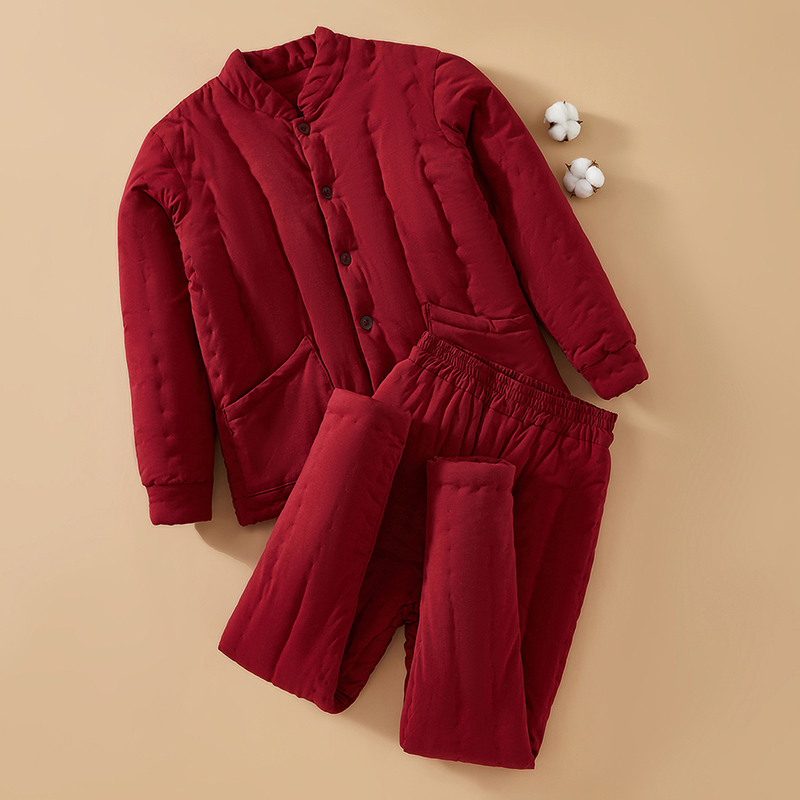 Pure Cotton Handmade Women's Winter Cotton Jacket and Pants Set for Adults, Warm and Thick High-Waisted Coat and Cotton Clothing