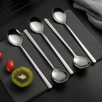 Stainless steel spoon Household spoon spoon Eating spoon Korean long handle spoon thickened spoon Coffee stirring spoon