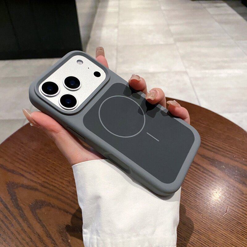 New Liquid Silicone Fine Ring Magnetic Case Suitable for Apple 17 Pro Max, Anti-Drop, Niche Couple Style, Ins Double-Layer Fine Ring Magnetic Wireless Charging iPhone 17 Pro Integrated Camera Button