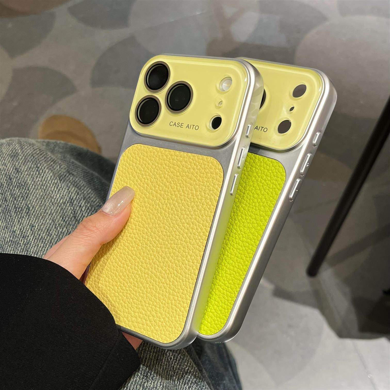 New Green Large Window Patterned iPhone 17 Pro Max Case with Leather and Built-In Lens Protector, Suitable for Apple 16 Pro Max, Protective Cover for 13, High-End Feel, 15, Unique and Creative, 14, for Men and Women