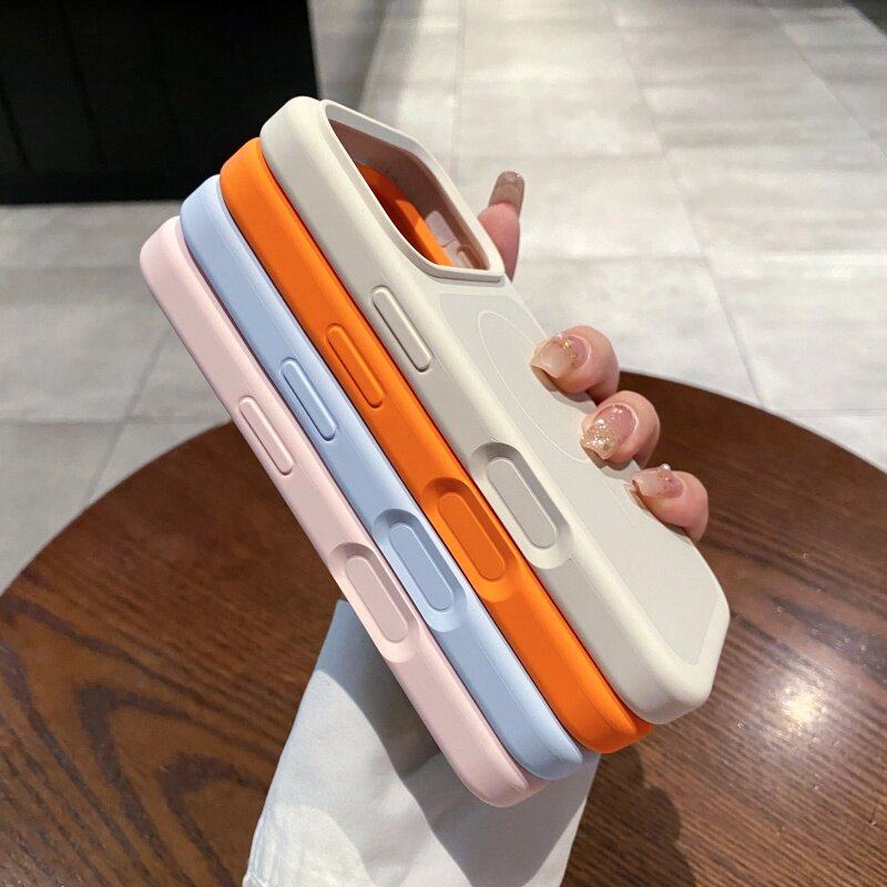 New Liquid Silicone Fine Ring Magnetic Case Suitable for Apple 17 Pro Max, Anti-Drop, Niche Couple Style, Ins Double-Layer Fine Ring Magnetic Wireless Charging iPhone 17 Pro Integrated Camera Button