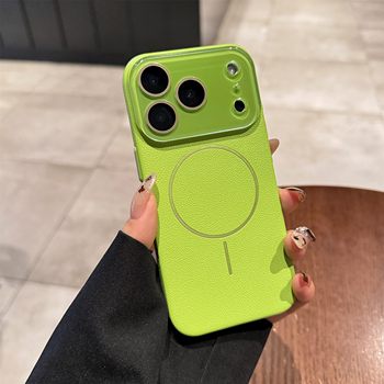 The New Lychee Leather Texture Is Suitable for iPhone 17 Pro Max Phone Case, Apple 16 Pro Max Magnetic Charging, 15/14 Pro with Built-In Lens Film, Lightweight and Drop-Resistant, 13/12 Couple Case