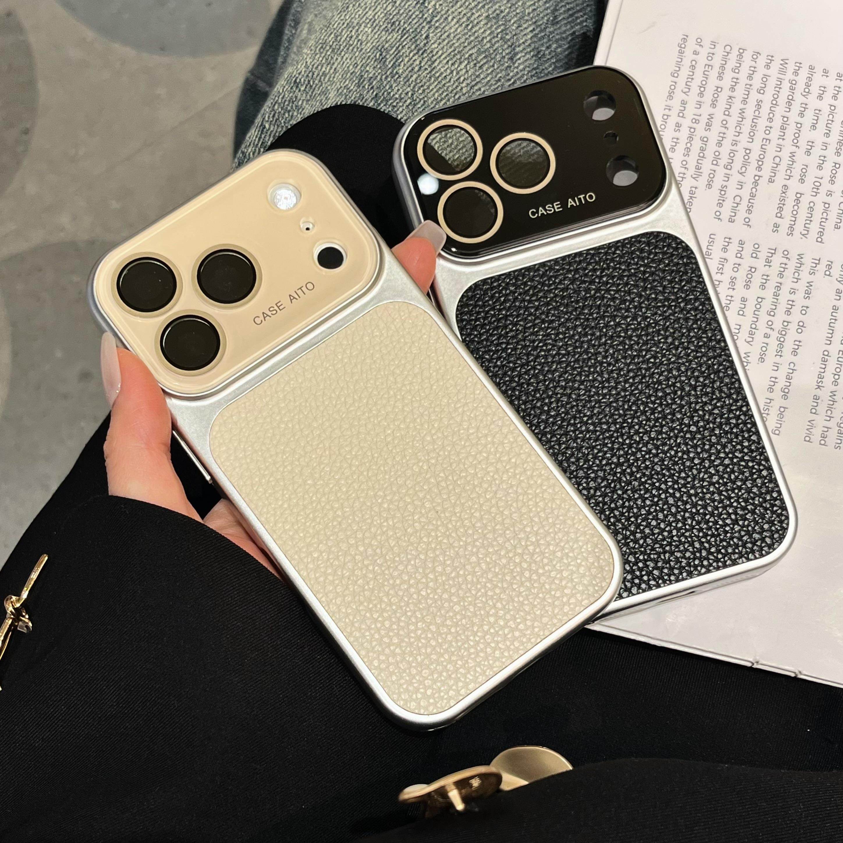 New Green Large Window Patterned iPhone 17 Pro Max Case with Leather and Built-In Lens Protector, Suitable for Apple 16 Pro Max, Protective Cover for 13, High-End Feel, 15, Unique and Creative, 14, for Men and Women