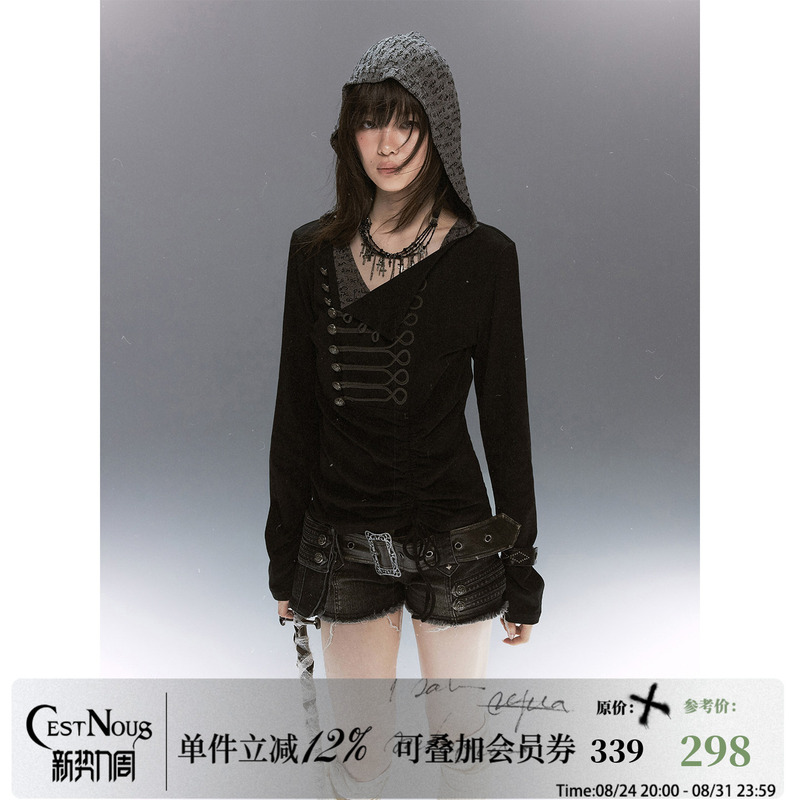 Cestnous “Napoleon Hymn” Cavalry Letter Print Collar Hooded Color-Block Long-Sleeve Hoodie Cestnous “Napoleon Hymn” Cavalry Letter Print Collar Hooded Color-Block Long-Sleeve Hoodie