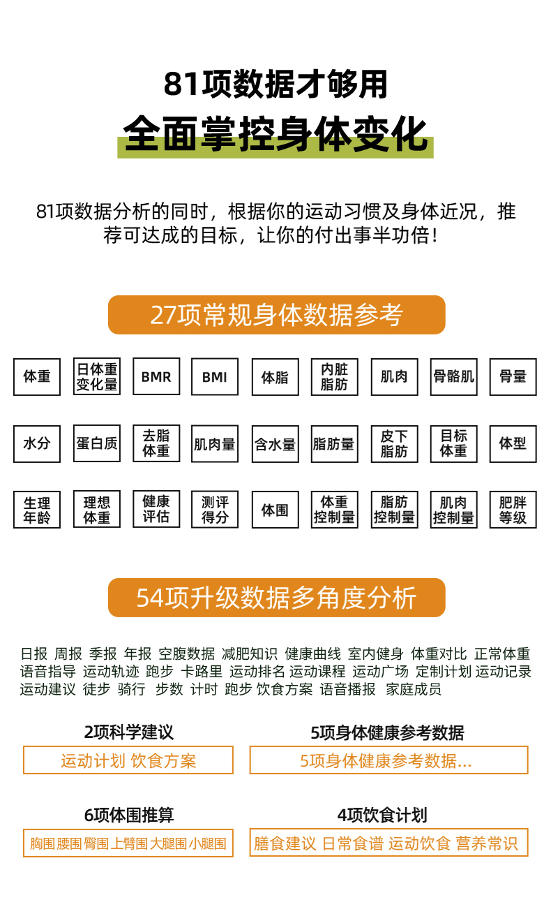 奥克斯 炫彩四色81项精准数据体脂称 图4
