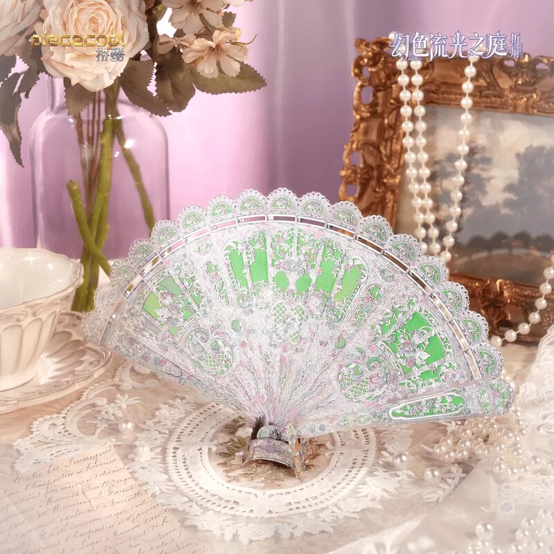 Pinkoo Illusory Flowing Light Garden Folding Fan 3D Metal Puzzle Assembly Model Toy Chinese Style Gift Decorative Ornament
