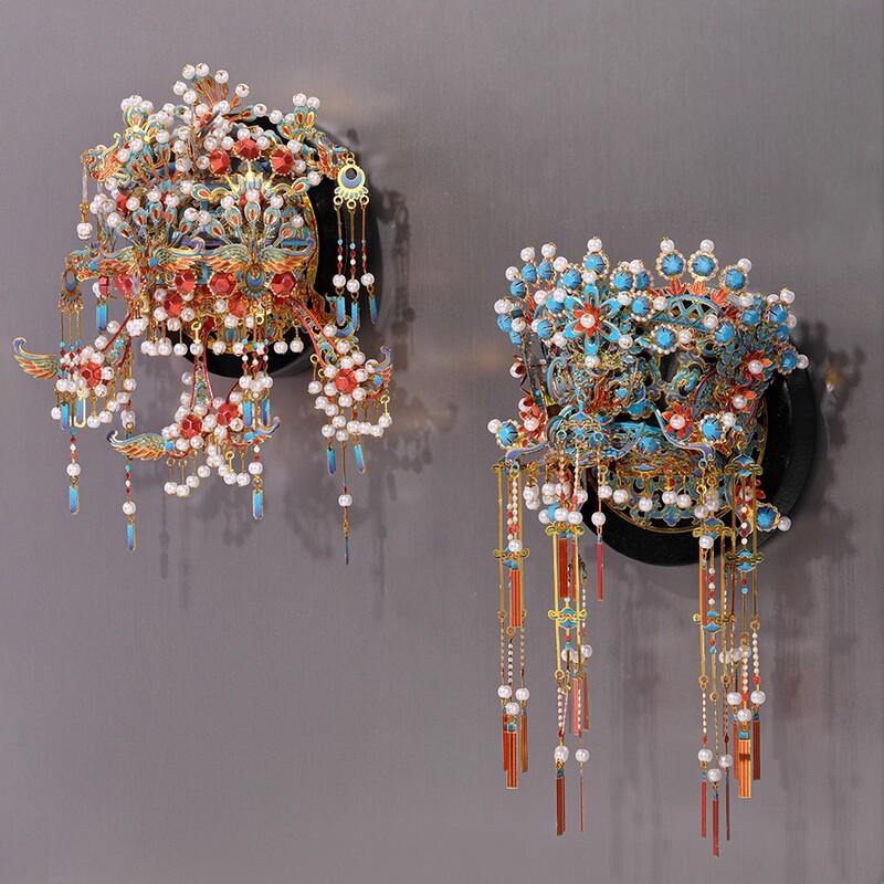 Pinkuqiguan Small Magnetic Point Jade Phoenix Inlay Silver Nine Dragons Nine Phoenix Crown Refrigerator Magnet 3D Metal Assembly Model Pinkuqiguan Small Magnetic Point Jade Phoenix Inlay Silver Nine Dragons Nine Phoenix Crown Refrigerator Magnet 3D Metal Assembly Model