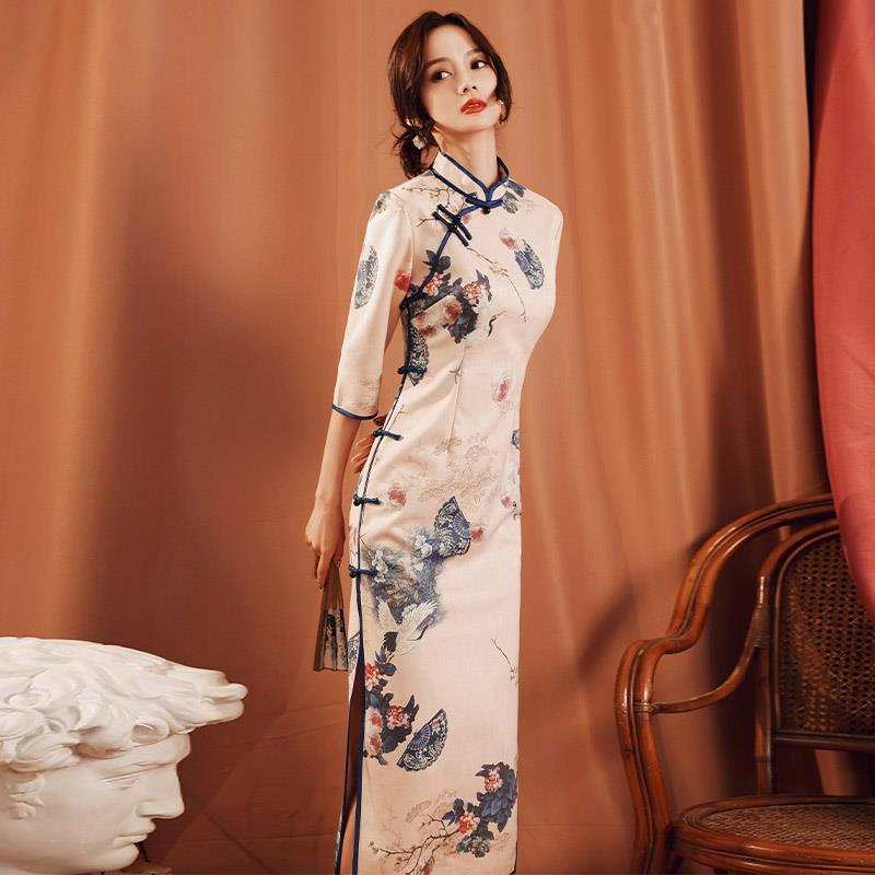 Cheongsam improvement 2021 New temperament young girl retro French long version daily can wear summer dress