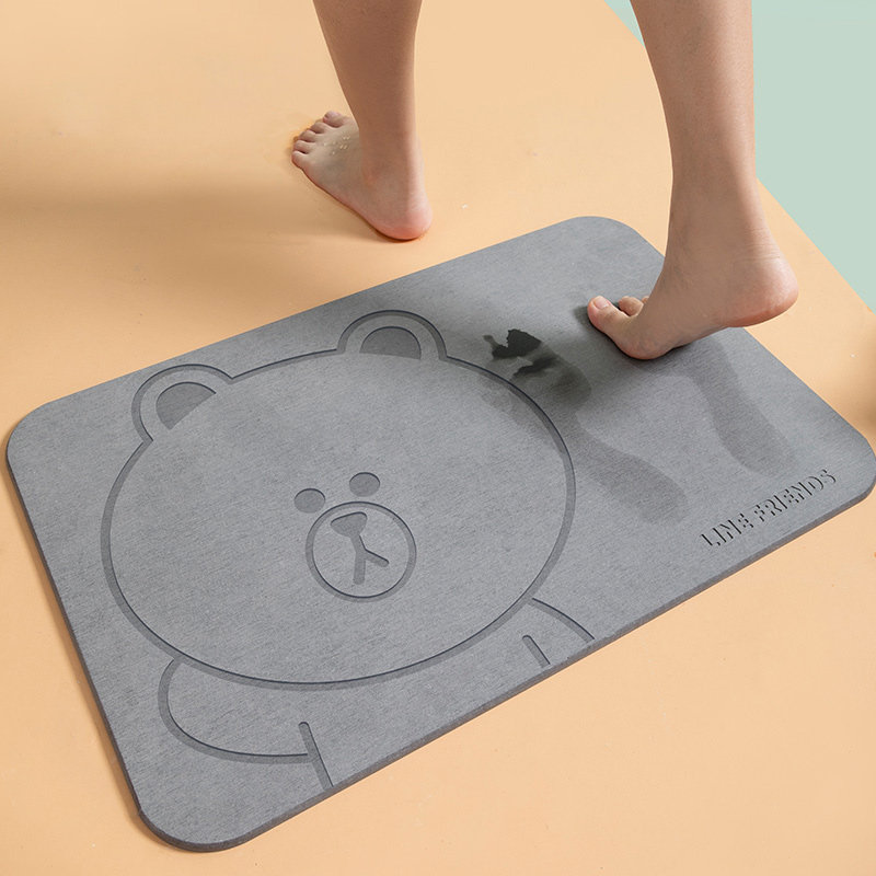 line friends diatom mud absorbent mat bathroom floor mat toilet door non-slip foot pad quick dry hard mat