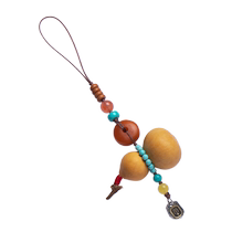 Pufang natural gourd mobile phone pendant high-end retro beeswax safety buckle sterling silver mobile phone pendant rope key chain