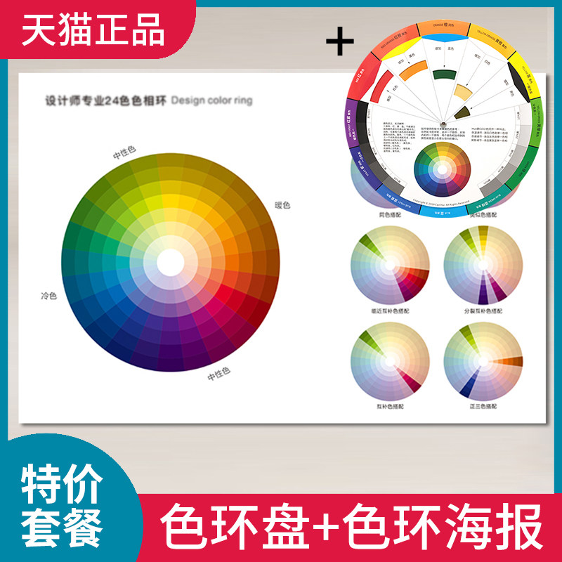 色环配色卡24色环图海报色卡本样板卡色卡国际标准配色颜色搭配色相环色谱色轮色环配色卡色相环色环盘