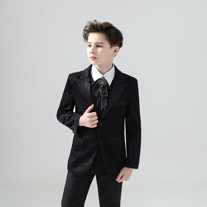 Flower girl children's dress boy host small suit suit handsome British model catwalk piano costume tide