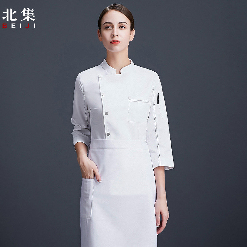 Chef's suit Women Fashion sashimi Autumn Winter Pure Cotton Catering Hotel Egg Pastry Kitchen workwear Long sleeves Custom