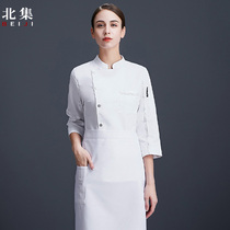 Chefs work clothes women Fashion sashimi Autumn Winter Pure Cotton Catering Hotel Egg Pastry Kitchen workwear Long sleeves Custom