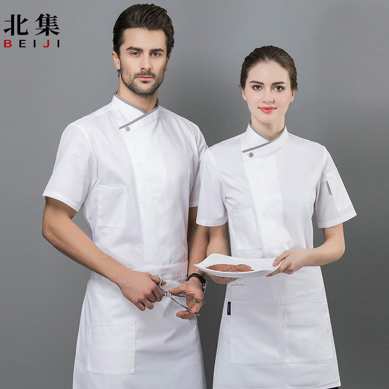 Hotel chef clothes short-sleeved thin section custom western-style baking women's high-end kitchen work clothes men's summer style breathable increase