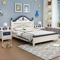American teen solid wood bed Childrens bed Boy single bed 1 5 meters 1 35m1 8 modern simple boy bed