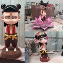 Movie cartoon animation Nezha Sculpture model doll Outdoor large shopping mall door shop Mei Chen photo ornaments