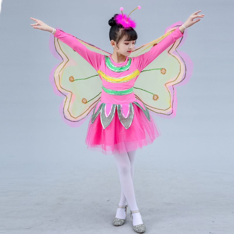 61 trẻ em Animal Performance Quần áo Toddler Hiệu suất ăn mặc Cô gái Wing Worm bay múa trang phục bướm Performance trang phục.